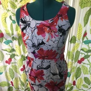 Dress Barn Knee Length Fitted Floral Print Dress